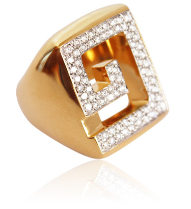 Antiquaire Imaginaire Greek Key Diamond Ring