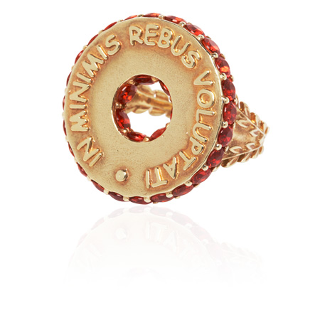 Latin Motto Disc Ring