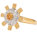 Sunray Ring - Yellow Gold, Diamonds & Yellow Sapphire