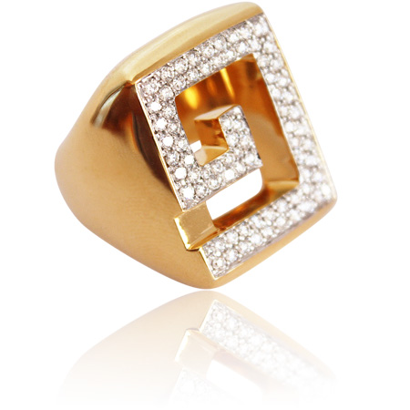 Antiquare Imaginaire - Greek Key Diamond Ring