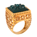 green agate basket-weave ring