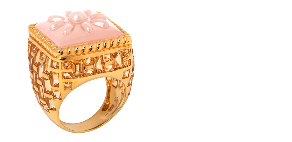 Stenmark - Pink Opal Basketweave Ring