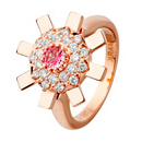 Sun Ray Ring - Pink Gold, Diamonds & Pink Sapphire